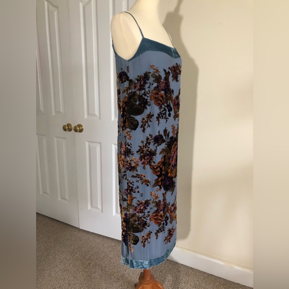 Anthropologie BHLDN Carlson Burnout Velvet Dress Blue size XS - Picture 6 of 16